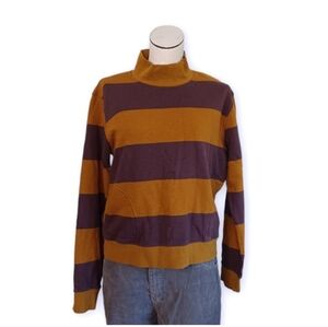 TOAD & CO striped rugby turtleneck top long sleeve sweatshirt women's Large